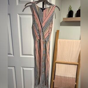 Striped Linen Sleeveless Button-Down Dress